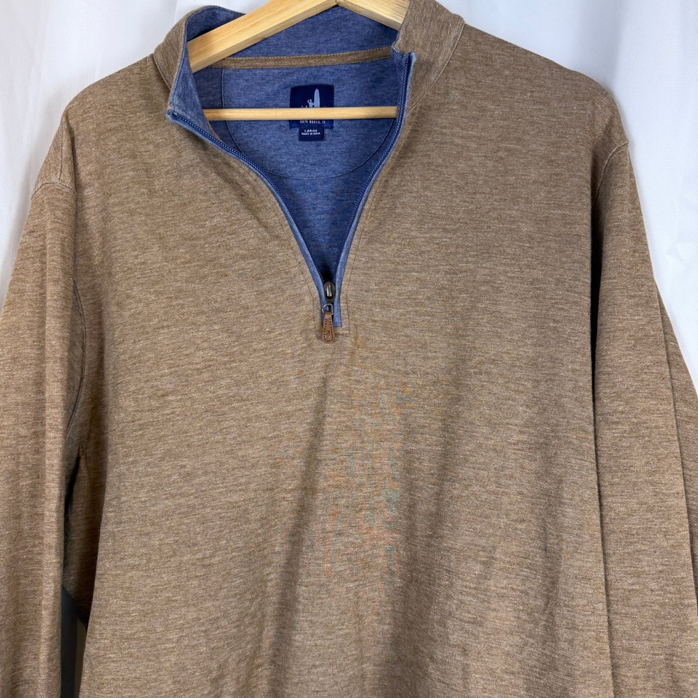 Johnnie-O Mens Sully Quarter Zip Pullover Camel Brown JMKO1460 Large